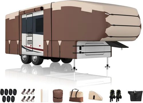 Miniatura 24 de Umbrauto Cubierta para caravana de 5ª rueda de 28 a 31 pies, 7 capas superiores extra gruesa, cubierta de quinta rueda, impermeable, resistente al
