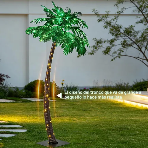 Miniatura 2 de Lightshare Palmera artificial de 7 pies con 96 luces LED, decoración de árbol falso para Tiki Bar, exterior, patio, porche, piscina, Navidad