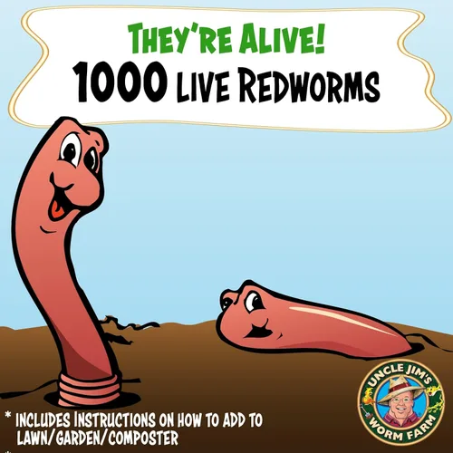 Miniatura 2 de Uncle Jim's Worm Farm Mezcla de gusanos de compostaje Red Wiggler de 1000 unidades para suelo de jardín o pesca Paquete de gusanos de compost