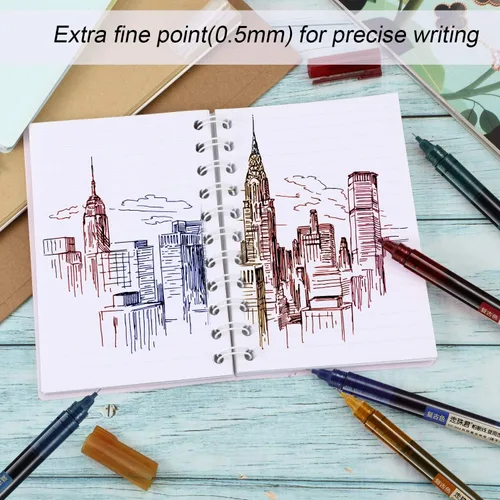Miniatura 5 de Frienda 12 bolígrafos de punta rodante de 0,5 mm, bolígrafos de tinta líquida de secado rápido de alta calidad japonesa, punta extrafina, escritura