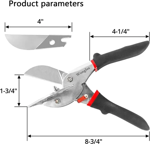 Miniatura 4 de Tijeras de inglete multiángulo para corte angular, herramienta de corte redondo, tijeras de corte de moldeo de zapatos, tijeras ajustables de 45 a