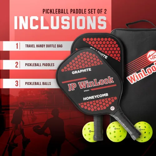 Miniatura 2 de JPWinLook - Juego de palas de pickleball de alta calidad, paleta de pickleball de fibra de carbono de grafito, paletas de pickleball aprobadas por