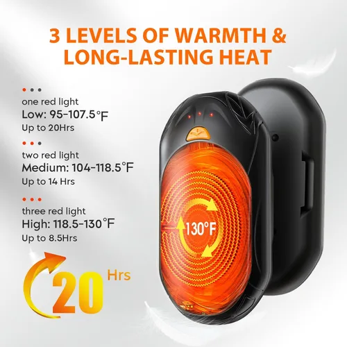 Miniatura 4 de AI Hand Warmers Rechargeable 2 Pack, AI Smart Chips Electric Hand Warmers, 20Hrs Long Safe Heat, Portable Pocket Heater, Gifts for Christmas