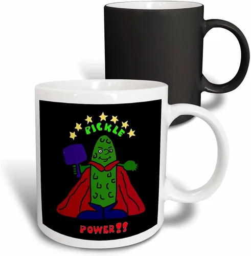 Miniatura 8 de 3dRose Taza de café, tamaño – 11 oz – Divertido superhéroe de pickleball de dibujos animados Pickle Sports and Hobbies – divertido regalo de taza