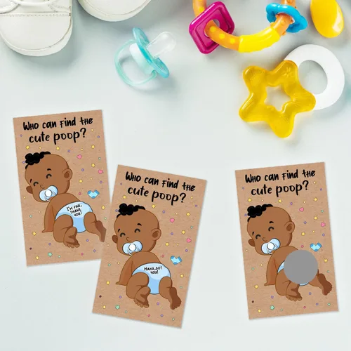 Miniatura 4 de Ggjgrpx Tarjetas de juego para rascar para baby shower, 40 piezas de boletos de lotería afroamericanos, juegos de fiesta que encuentran un lindo