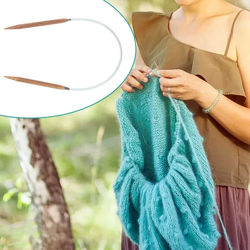 Miniatura 2 de Juego de 18 agujas de tejer circulares de bambú, 18 tamaños, agujas de tejer de bambú de doble punta con tubo de plástico de color para hilo
