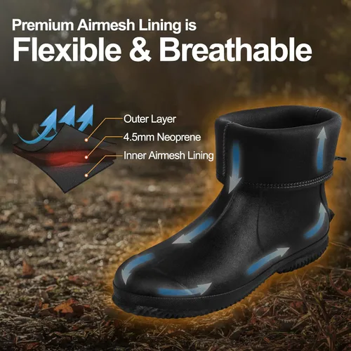 Miniatura 4 de Botas de goma para hombre con vástago de acero, botas de lluvia aisladas de neopreno de 0.236 pulgadas, botas de trabajo de goma impermeables a