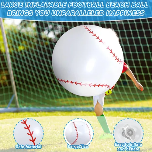 Miniatura 3 de Meooeck 4 piezas inflables de béisbol de 27 pulgadas, decoraciones grandes para fiestas de béisbol, bolas inflables gigantes