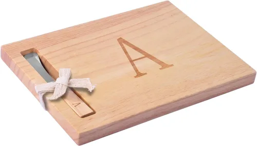 Miniatura 15 de Miicol Tabla de madera para charcutería, tabla de queso con monograma de 10 pulgadas, tabla de cortar inicial personalizada con esparcidor, regalo