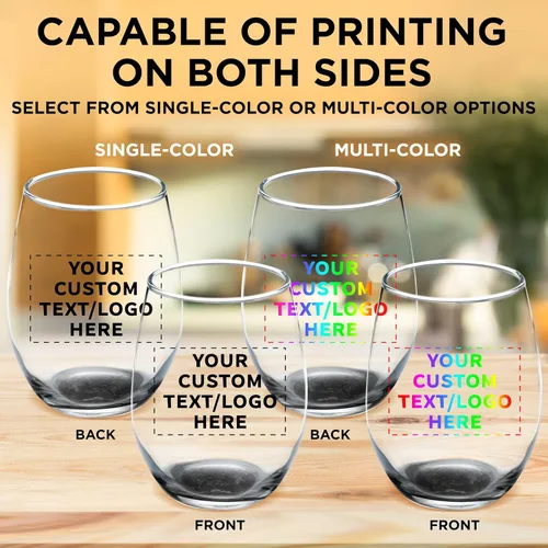 Miniatura 6 de DISCOUNT PROMOS Copas de vino personalizadas sin tallo, 9 onzas, juego de 10/50/100, paquete personalizado a granel, ideal para recuerdos de boda