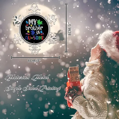 Miniatura 2 de Adornos de Navidad con texto en inglés «My Brother is Autismo», regalo para niños autistas, decoraciones de conciencia sobre el autismo, recuerdo