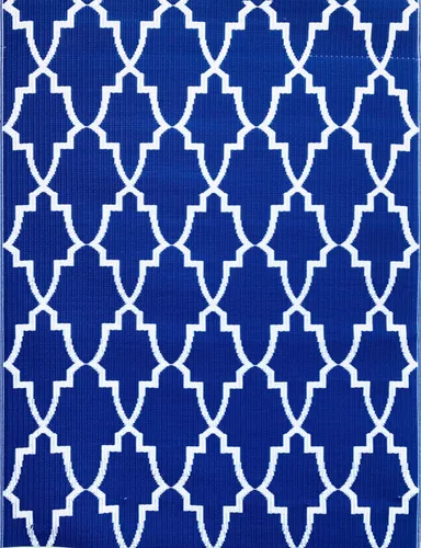 Miniatura 5 de Mad Mats® Alfombra geométrica para exteriores, tapete de plástico reversible (4 x 6 pies, tejido de cesta, piedra blanca)