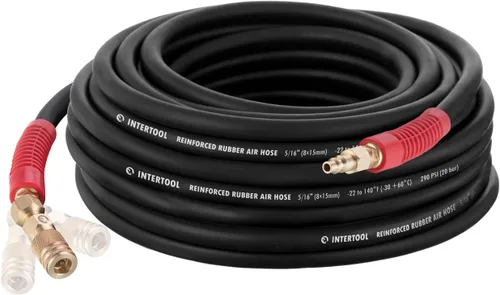 Miniatura 16 de INTERTOOL Manguera de compresor de aire 1/4-pulgada x 25 pies, ligera con acoplador rápido resistente y enchufe de servicio pesado - Resistente a