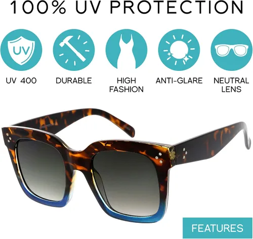 Miniatura 2 de zeroUV - Gafas de sol cuadradas retro de moda de gran tamaño para mujer estilo vintage 1.969pulgadas