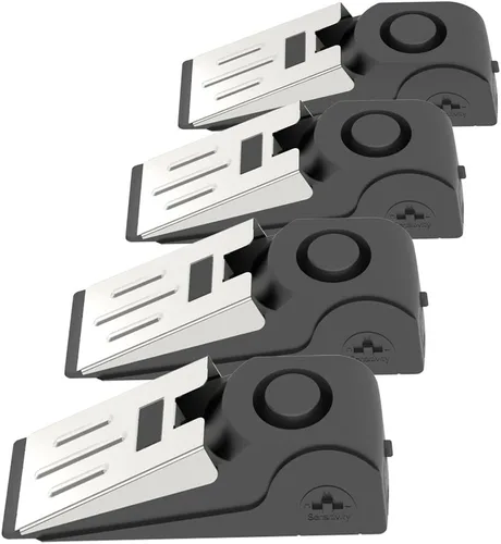 Miniatura 9 de Paquete de 2 alarmas portátiles de tope de puerta y cerradura de puerta, dispositivos mejorados de seguridad para el hogar, tope de puerta