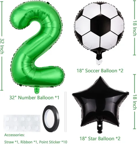 Miniatura 2 de Globos de fútbol para 2º cumpleaños, suministros para fiesta de cumpleaños de fútbol, Copa del Mundo, Deportes de fútbol, decoraciones de fiesta