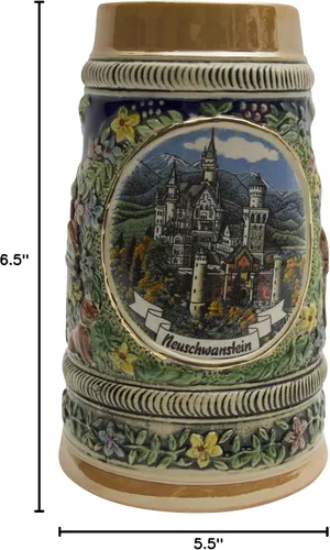 Miniatura 7 de OktoberfestHaus Bier Krug - Tazas de cerveza para hombre, jarra de cerámica con el castillo de Ludwig de Alemania, regalo para amantes