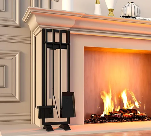 Miniatura 8 de Fire Beauty Juego de herramientas para chimenea, 5 piezas, accesorios para fuego, soporte para estufas de leña, mango de hierro forjado, soporte