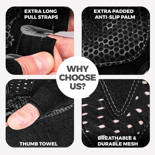 Miniatura 4 de MhIL Guantes de entrenamiento para hombres – Guantes de gimnasio cómodos para hombres con agarre mejorado para seguridad y protección de las manos