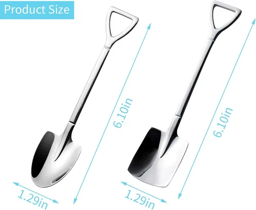 Miniatura 2 de Paquete de 6 cucharas de helado de acero inoxidable, cucharas de pala, cuchara de sandía, cuchara pequeña reutilizable para té, postre, hogar