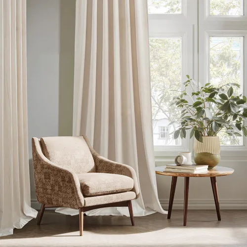 Miniatura 5 de StangH Cortinas de terciopelo beige para dormitorio de niños, elegante decoración del hogar con pestaña trasera y cinturón de gancho, cortinas