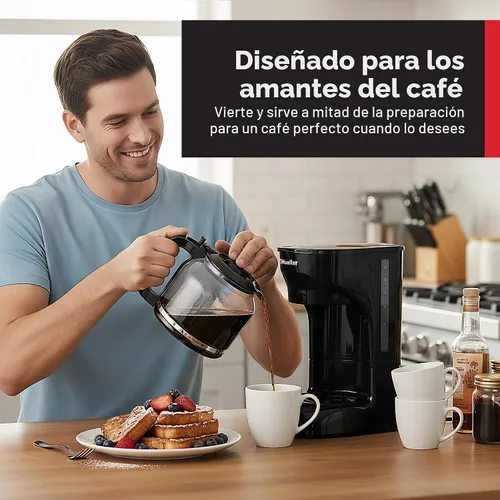 Miniatura 8 de Mueller - Cafetera de goteo de 12 tazas, jarra de borosilicato, apagado automático, filtro reutilizable, antigoteo, función de mantener el calor