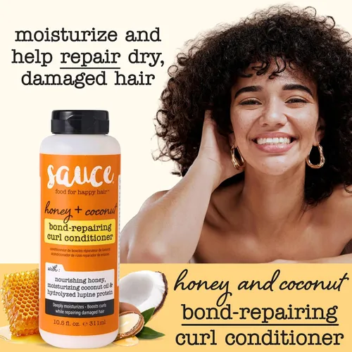 Miniatura 2 de SAUCE Honey + Coconut Bond Repair - Acondicionador para cabello rizado, 10.5 onzas líquidas, controla el encrespamiento, ayuda a reparar el daño