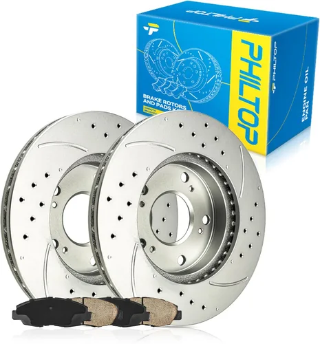 Miniatura 76 de PHILTOP Juego de rotores de freno de disco trasero y pastillas de freno de cerámica para Nissan 2002-2023 Altima, Nissan 2007-2019 Sentra, Nissan