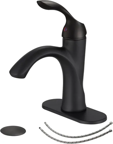 Miniatura 11 de BWE Grifo de baño, grifo de fregadero de níquel cepillado con 1 orificio con drenaje desplegable y líneas de suministro para uso doméstico