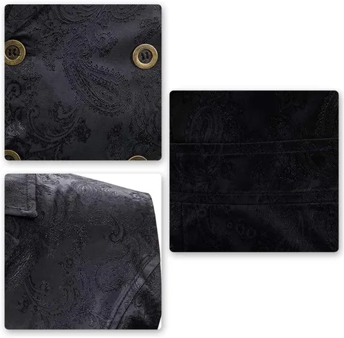 Miniatura 4 de Cloudstyle Chaleco de vestir de cachemira para hombre, chaleco gótico steampunk, chaleco floral sin mangas