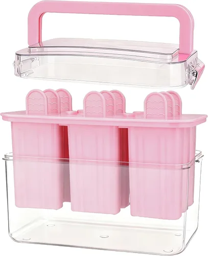 Miniatura 11 de Moldes para paletas con tapa y contenedor, 9 piezas, reutilizables, fáciles de liberar, moldes para paletas caseras, sin olor, sin bisfenol A 8