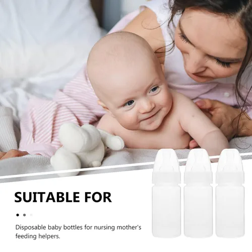 Miniatura 5 de EXCEART Botellas de leche desechables para recién nacidos, paquete de 5 con tetina suave y flexible, biberones para bebés, listos para usar