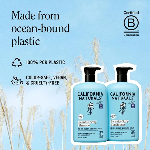 Miniatura 6 de California Naturals Juego de champú y acondicionador para cuero cabelludo sensible, calmante y suave para todo tipo de cabello, sin fragancia, avena