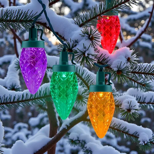 Miniatura 7 de YULETIME Tira de luces LED multicolor C9 fresa para Navidad, 68 pies 100 unidades con espaciado de 8" impermeable, luz de cadena festiva