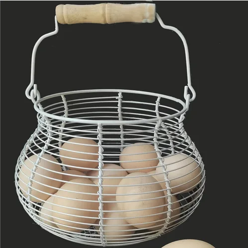 LINCOUNTRY. Cesta de huevo de gallina para recoger huevos, cesta de huevos de alambre de granja para recoger huevos frescos con asa, cesta de metal
