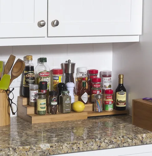 Miniatura 14 de Lipper International 8807 - Organizador de cocina expandible de madera de bambú de 3 niveles, 12" x 7-7/8" x 4-1/4
