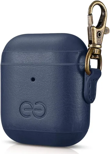 Miniatura 44 de Dreem Om - Funda para estuche con clip para llavero compatible con AirPods 1 y 2, funda de cuero vegano para Airpods para hombres y mujeres, Negro