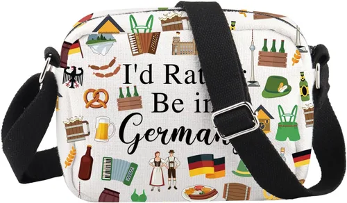 PWHAOO Bolsa de maquillaje de viaje de Alemania, preferiría estar en Alemania, bolsa de cosméticos para vacaciones - Regalo de recuerdo, Más bien