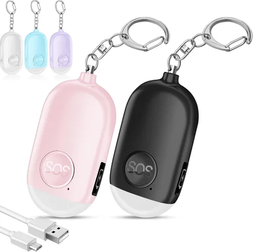 Miniatura 19 de Hion Alarma de seguridad personal para mujeres, recargable de 130 dB, llavero de alarma de autodefensa con linterna LED, seguridad sonora segura
