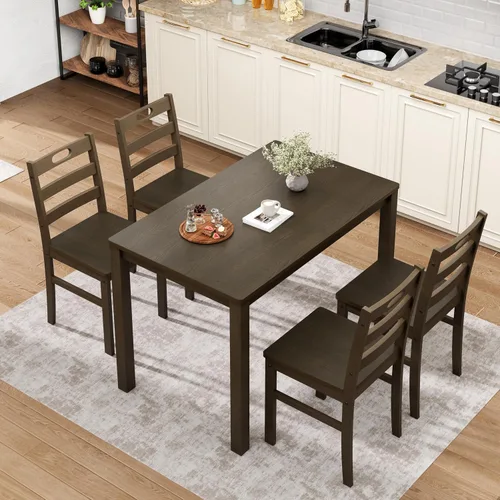 Miniatura 14 de Sophia & William Juego de mesa de comedor de 5 piezas para 4, juego de mesa y sillas de cocina de madera, mesa de comedor rectangular de 45 pulgadas