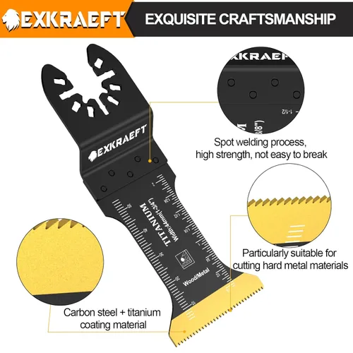 Miniatura 5 de EXKRAEFT 30 cuchillas oscilantes para herramientas, multiherramientas universales de titanio para clavos de metal, madera, plástico y material duro
