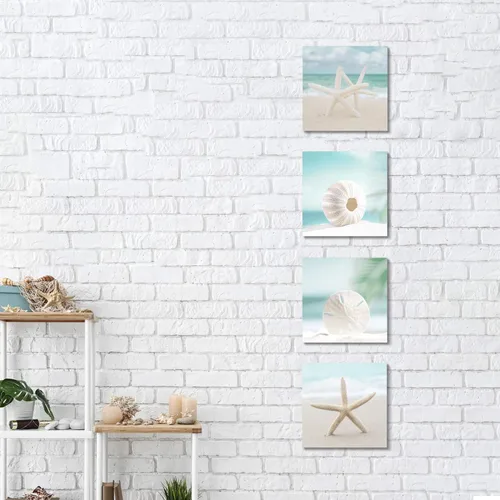 Miniatura 3 de ARTISTIC PATH Lienzo decorativo para pared, diseño de conchas marinas, diseño de playa, para decoración de pared y comedor