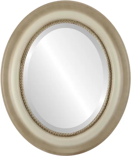 Miniatura 15 de OVALCREST Espejo de pared ovalado biselado para decoración del hogar, estilo patrimonial, espray plateado, dimensiones exteriores de 25 x 29 pulgadas