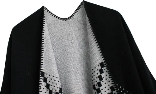 Miniatura 74 de Urban CoCo Poncho de colores para mujer, chal con frente abierto, color en bloques