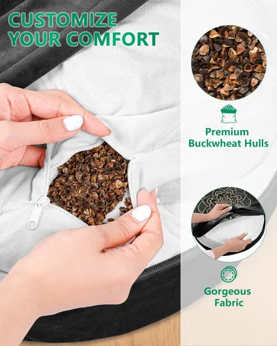 Miniatura 2 de Juego de cojín de meditación Hihealer grande de terciopelo para piso y cojín de yoga tibetano tradicional para adultos Zafu con relleno de trigo