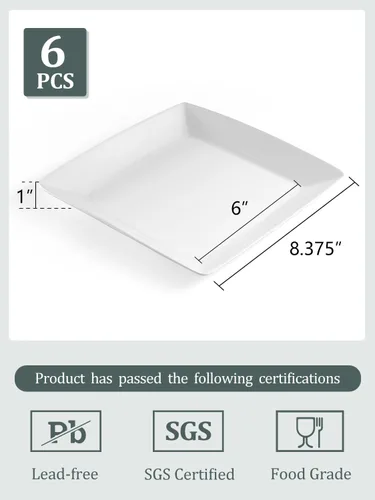 Miniatura 2 de Platos cuadrados de porcelana para postre, platos cuadrados de 8.4 pulgadas para carne, pasta, ensalada, aperitivos, postre, platos de aperitivos