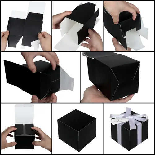 Miniatura 6 de Cajas de regalo negras de 5 x 5 x 5 pulgadas, paquete de 30 cajas de regalo de papel con tapas para regalo, caja de propuesta de dama de honor
