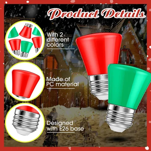 Miniatura 3 de 25 bombillas LED de Navidad de 2 W de repuesto para tira de luces al aire libre, base E26, plástico impermeable, S14, bombilla LED S14 para boda