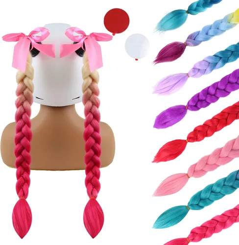 Miniatura 9 de 2 Pzas Coleta de Casco Coleta de Casco de Motocicleta Coleta de Casco de Bicicleta Trenzas Colas de Cabello para Decoraciones de Cualquier Casco