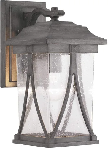 Miniatura 9 de Progress Lighting Abbott Collection - Farol de pared pequeño de cristal transparente con semilla para exteriores, 1 luz, bronce antiguo